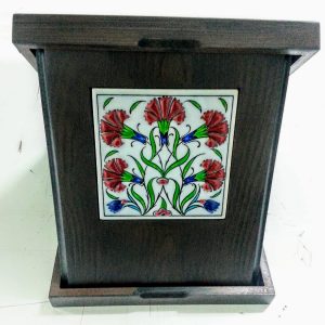 Ahşap Plaket 10x10 Çini Karolu Ahşap Kutulu 7