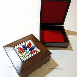 Çinili Ahşap Hediye Kutusu Ceviz Eskitme 2