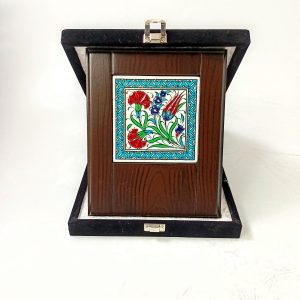 Ahşap Plaket 10x10 Çini Karolu Kadife Kutulu 5