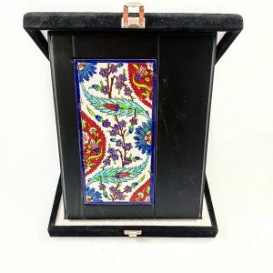 Ahşap Plaket 10x20 Çini Karolu Kadife Kutulu 34