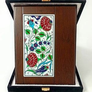 Ahşap Plaket 10x20 Çini Karolu Kadife Kutulu 31