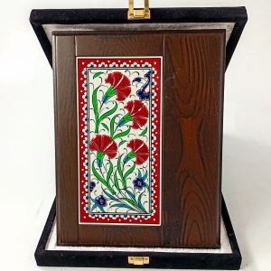 Ahşap Plaket 10x20 Çini Karolu Kadife Kutulu 26