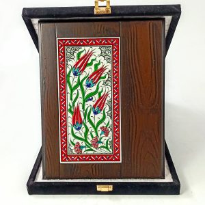 Ahşap Plaket 10x20 Çini Karolu Kadife Kutulu 17