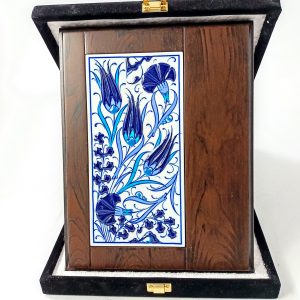 Ahşap Plaket 10x20 Çini Karolu Kadife Kutulu 15