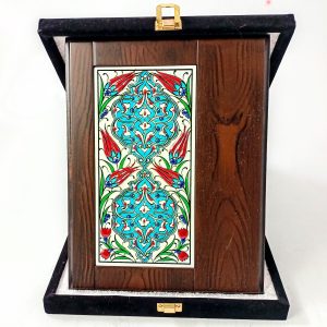 Ahşap Plaket 10x20 Çini Karolu Kadife Kutulu 9