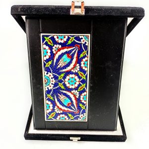 Ahşap Plaket 10x20 Çini Karolu Kadife Kutulu 36