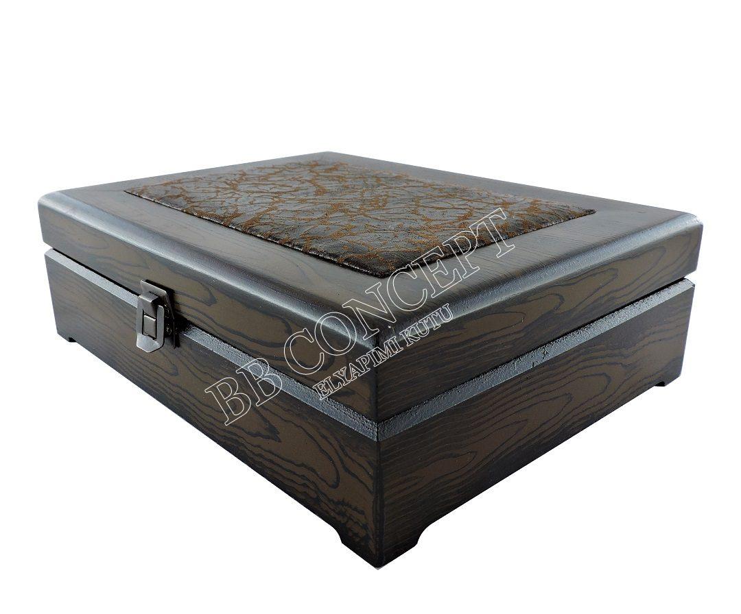 Altılı Kahve Fincan Kutusu Ahşap Deri