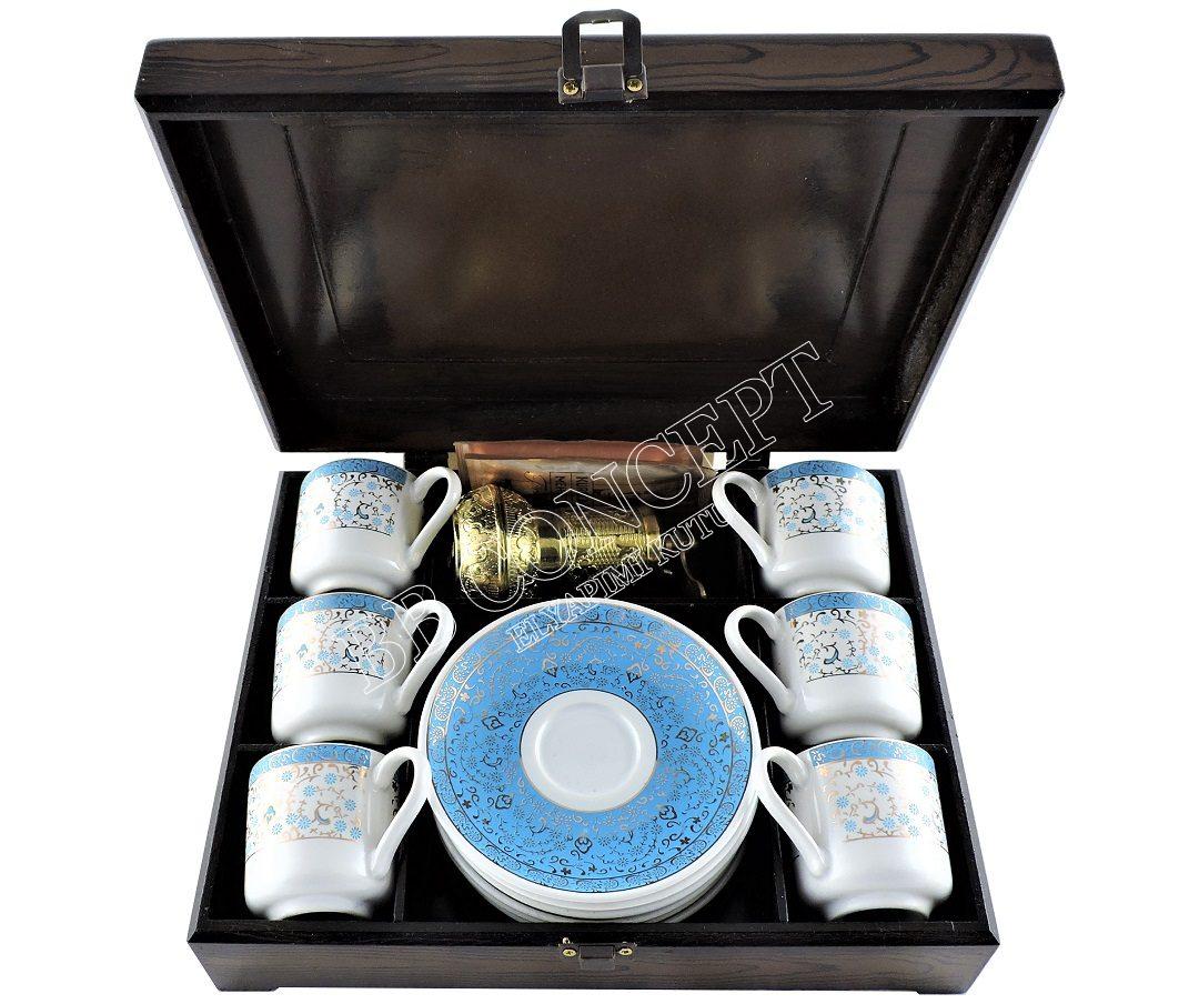 Altılı Kahve Fincan Kutusu Ahşap Deri - Görsel 7