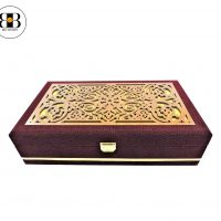 Çiçek ve Hediye Kutusu Lüks Desenli Kadife ve Ahşap Metal Şeritli