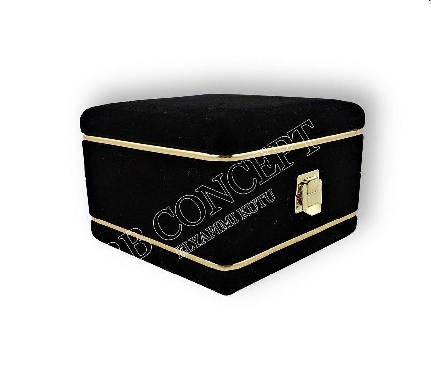 Çiçek ve Hediye Kutusu Lüks Desenli Kadife Metal Şeritli - Görsel 2