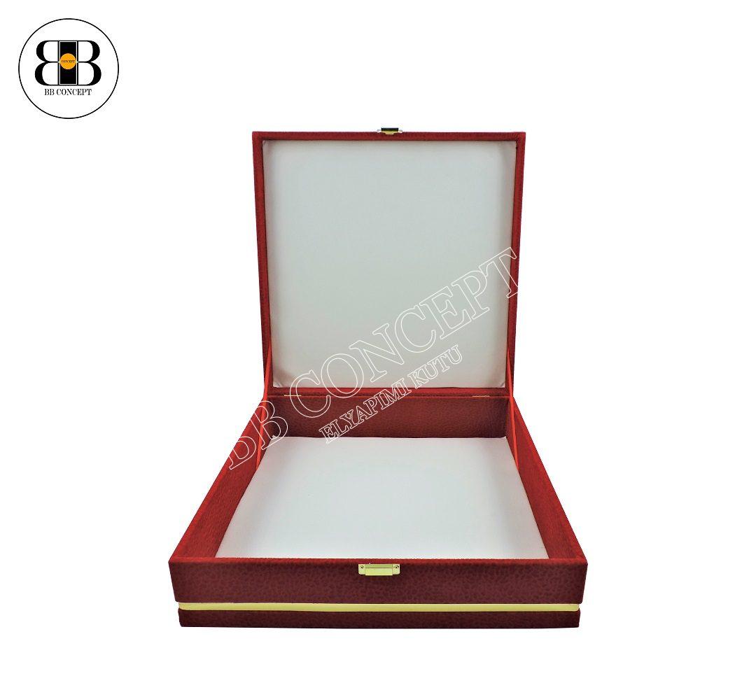 Çiçek ve Hediye Kutusu Çini Karolu Lüks Desenli Kadife Metal Şeritli - Görsel 4