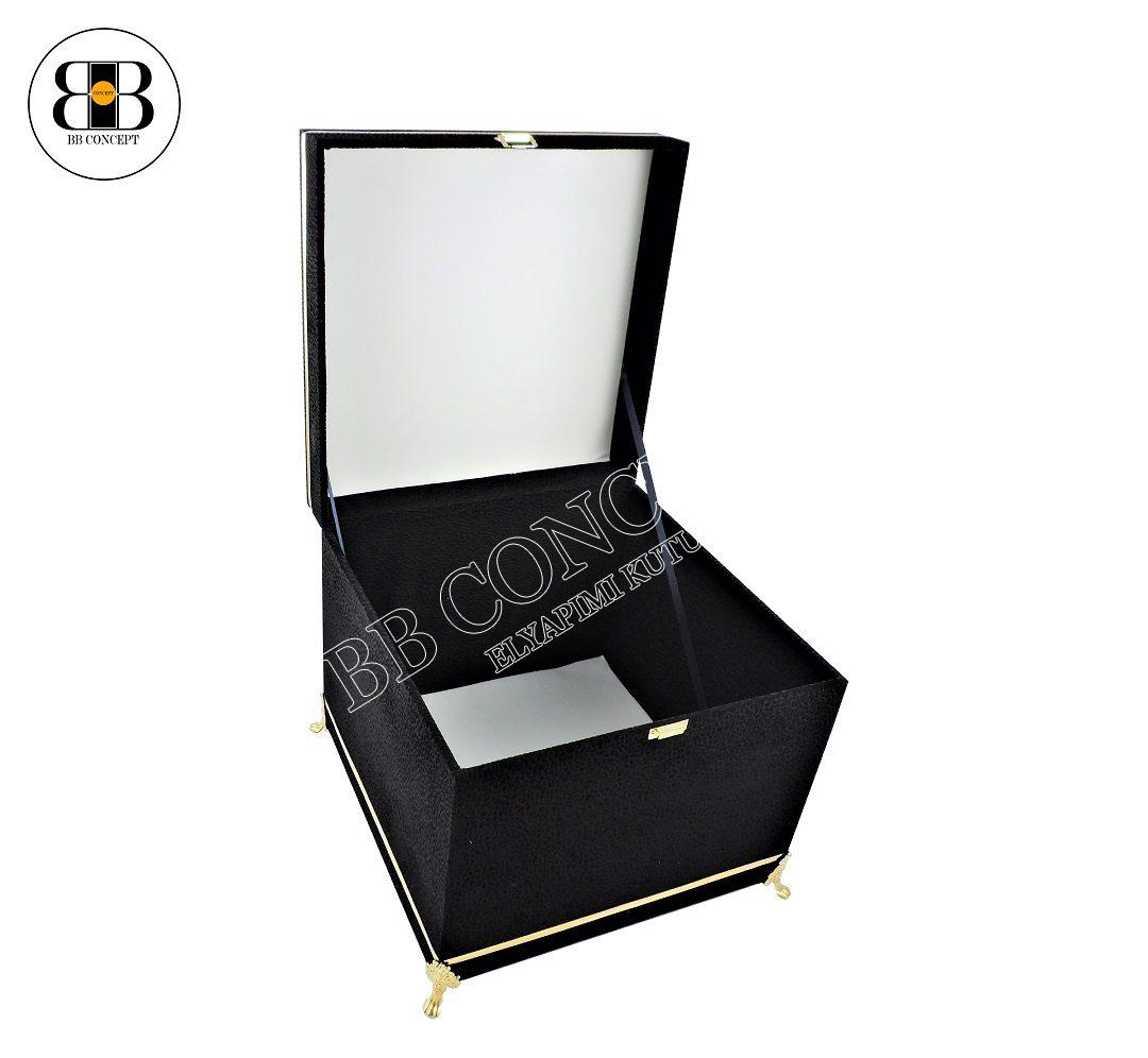 Çiçek ve Hediye Kutusu Çini Karolu Lüks Desenli Kadife Metal Şeritli - Görsel 5