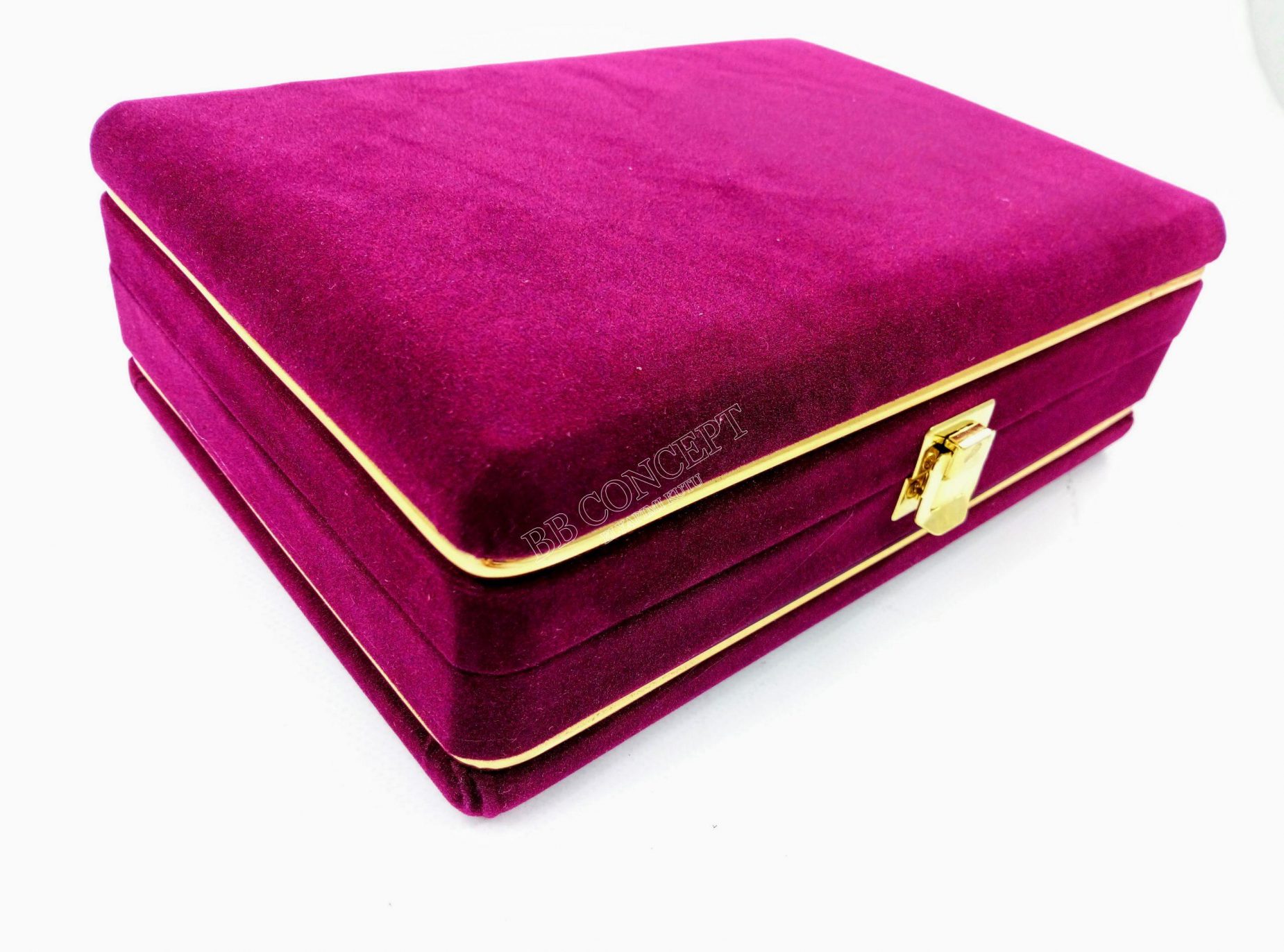 İkili Kahve Fincan Kutusu Lüks Kadife Metal Şeritli