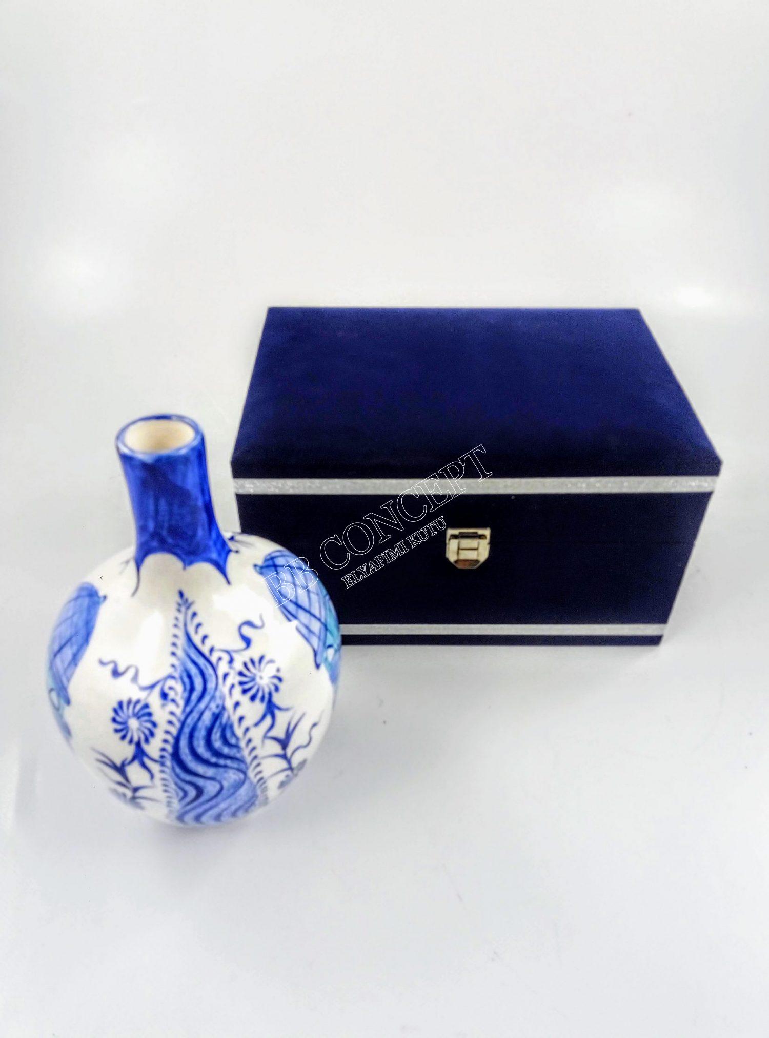 30cm Vazo Kutusu Kadife Lacivert - Görsel 8