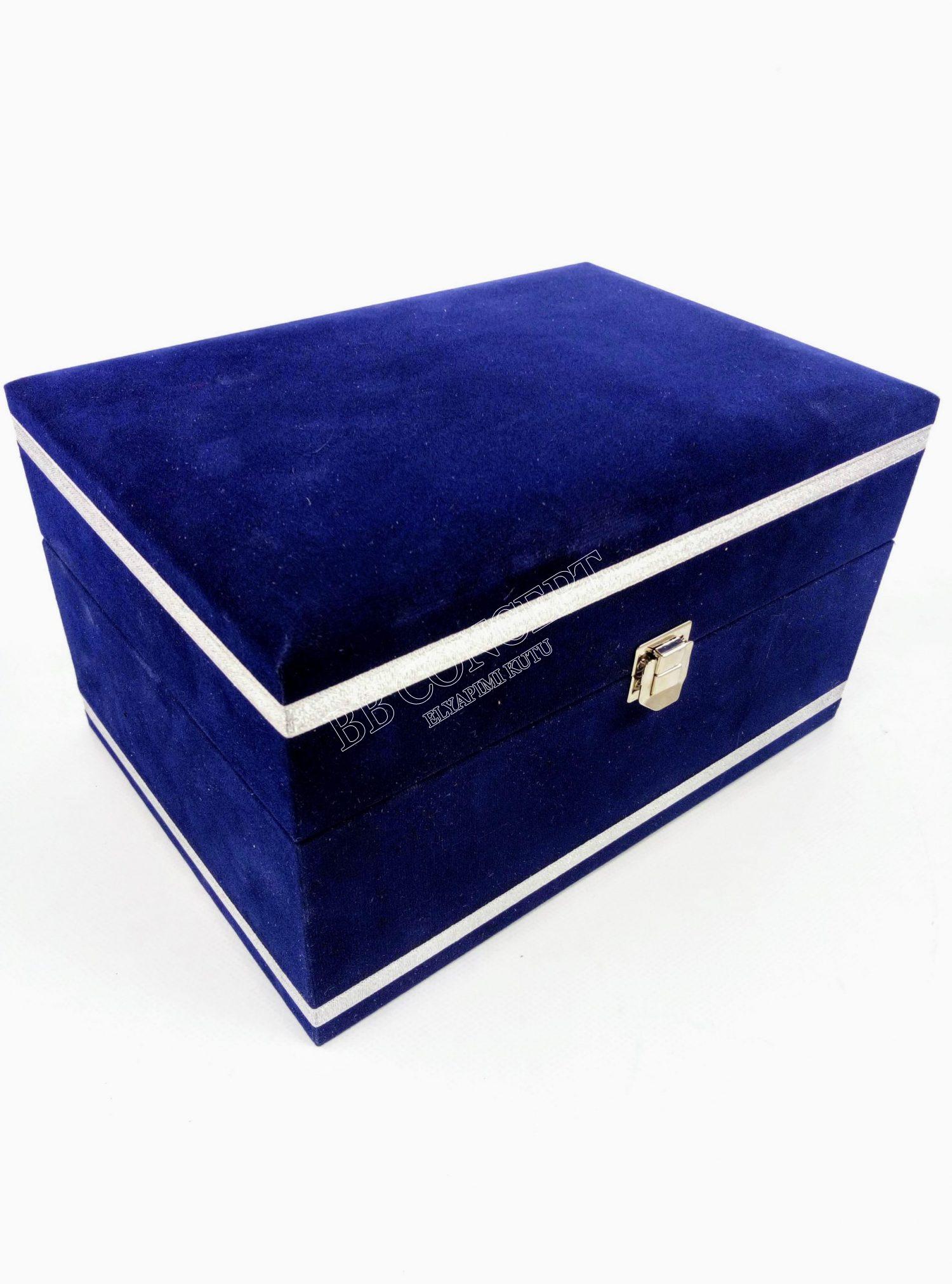 30cm Vazo Kutusu Kadife Lacivert
