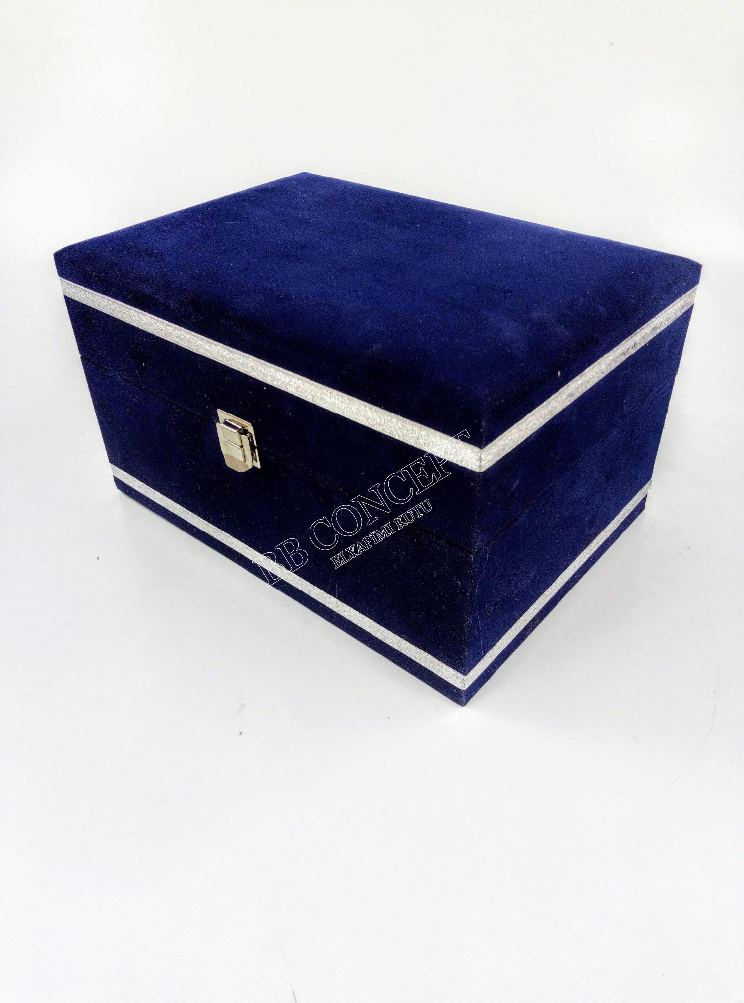 30cm Vazo Kutusu Kadife Lacivert - Görsel 3