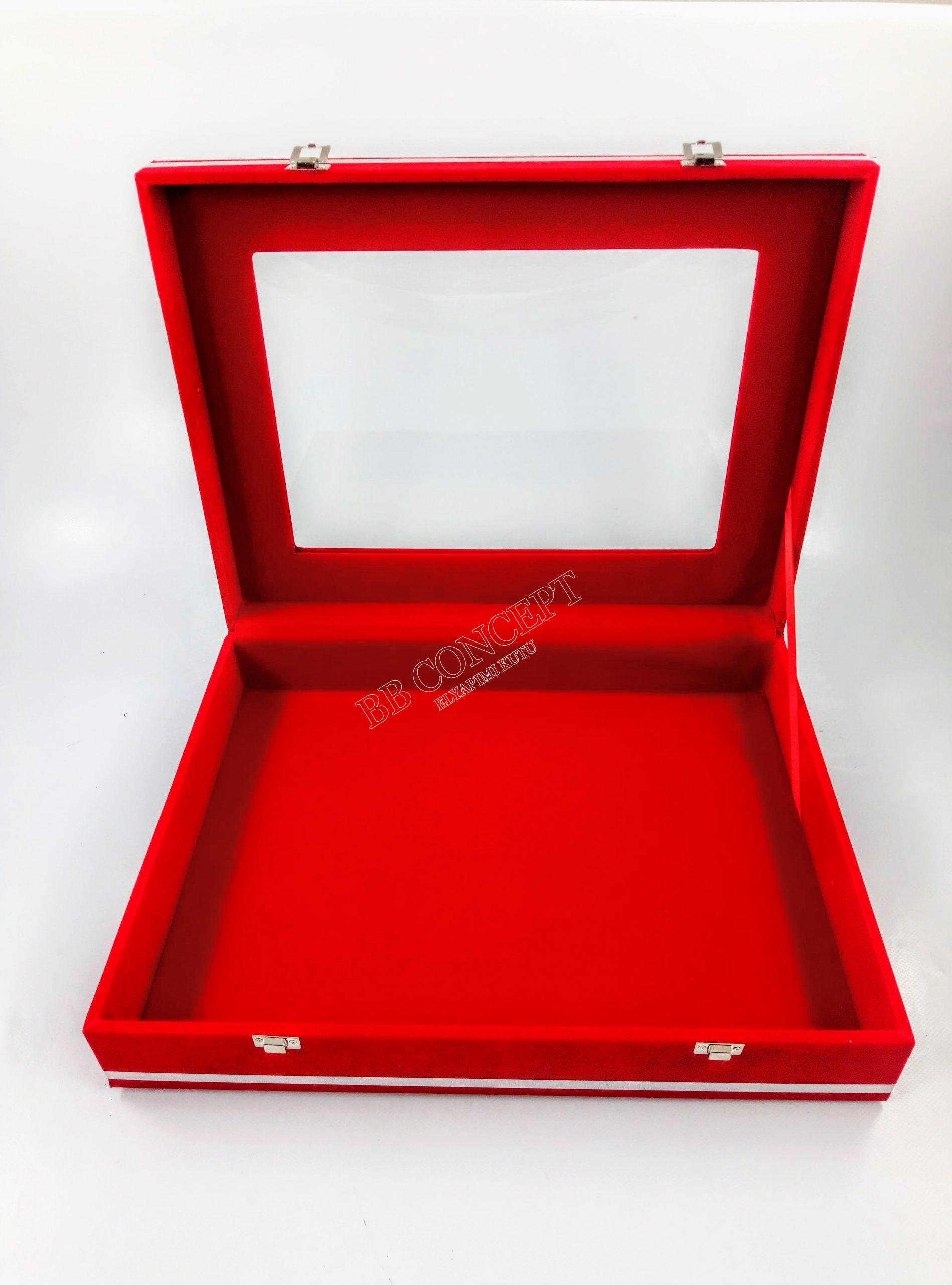 Bayrak Kutusu Kadife Üstü Camlı - Görsel 4