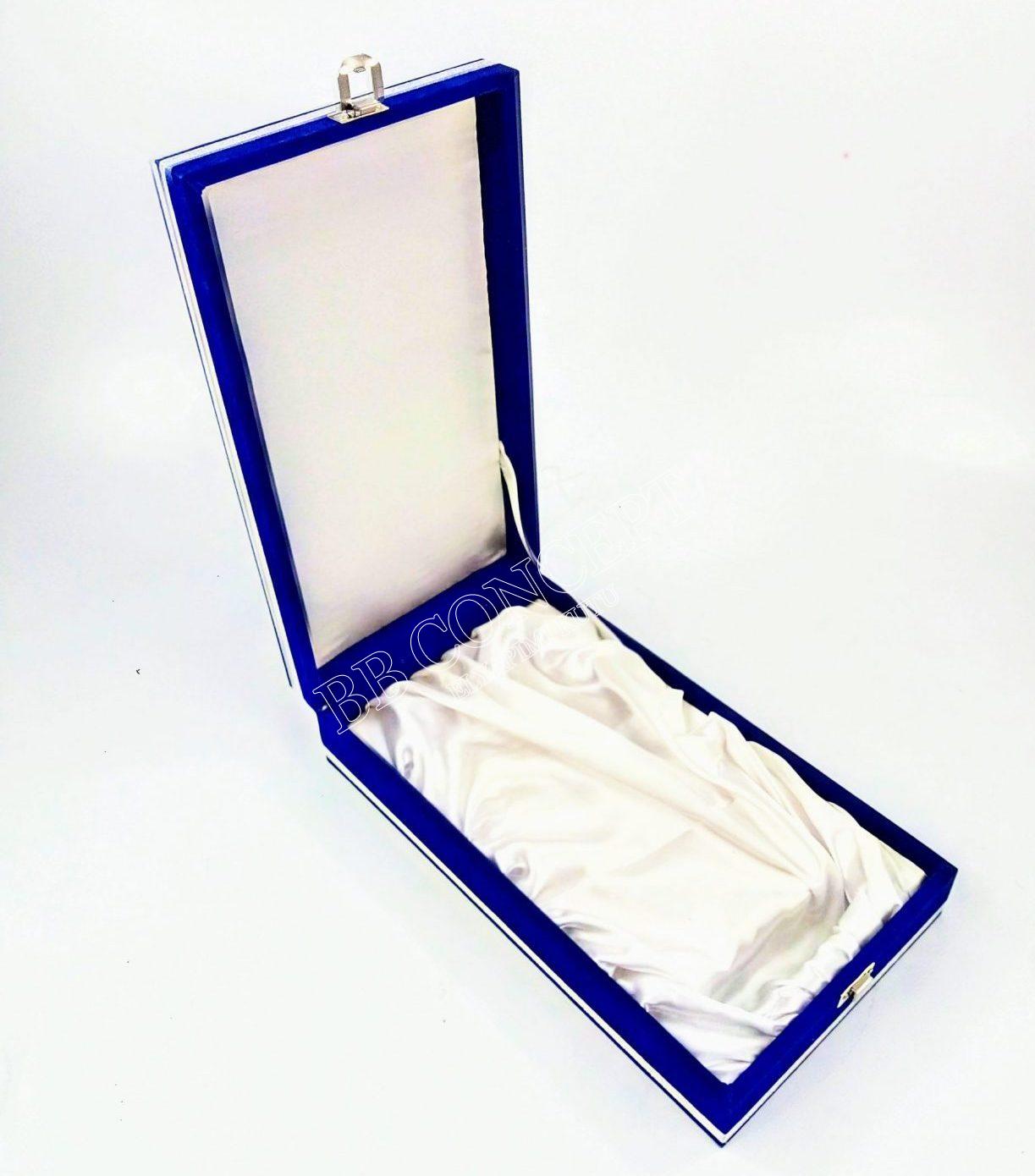 Kristal Plaket Kutusu Kadife Saks Mavisi - Görsel 5