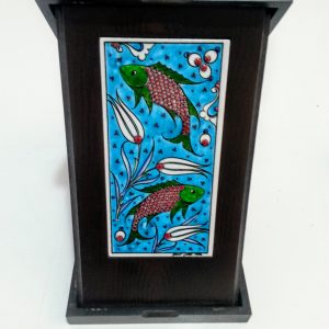Ahşap Plaket 10x20 Çini Karolu Ahşap Kutulu