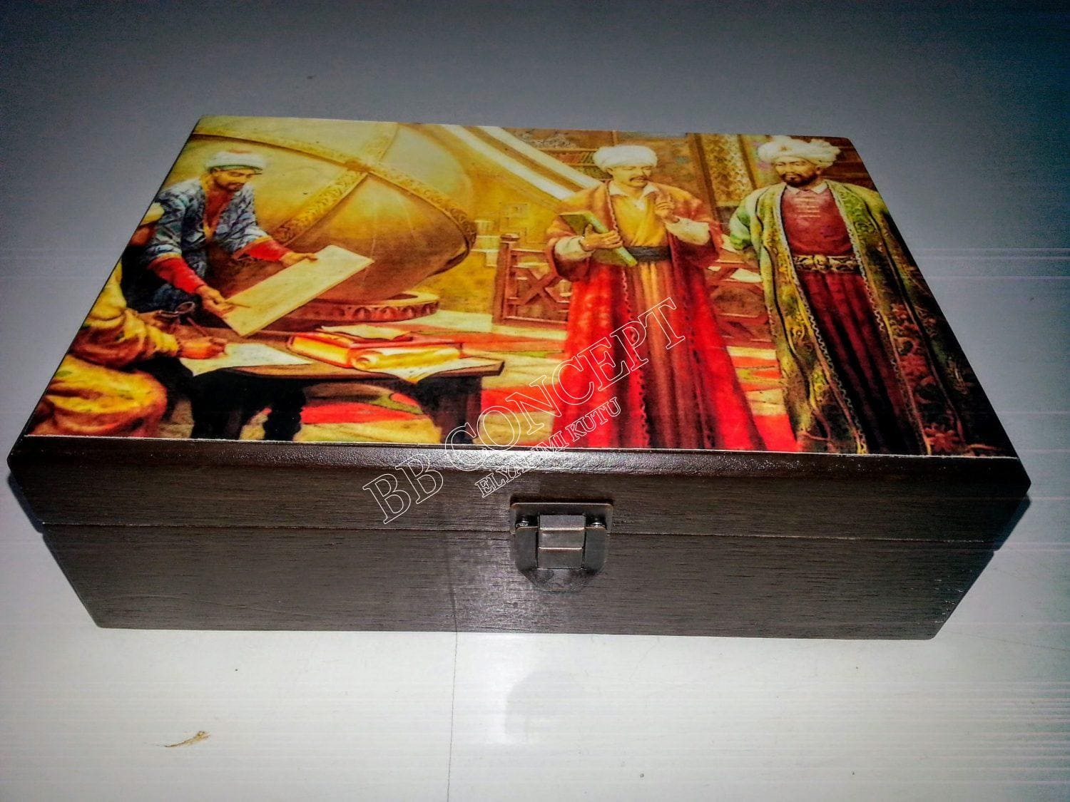 İkili Kahve Fincan Kutusu Ahşap Resimli - Görsel 6