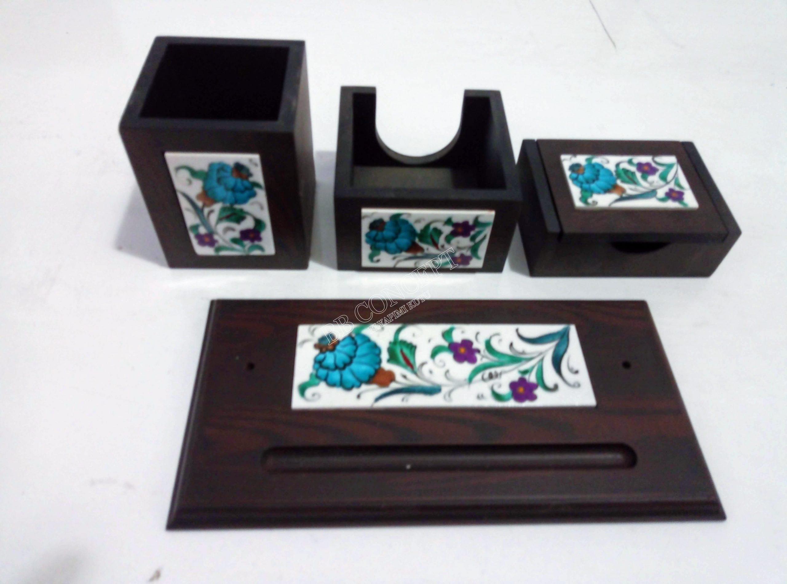 Ahşap ve Çinili Masa Üstü Seti