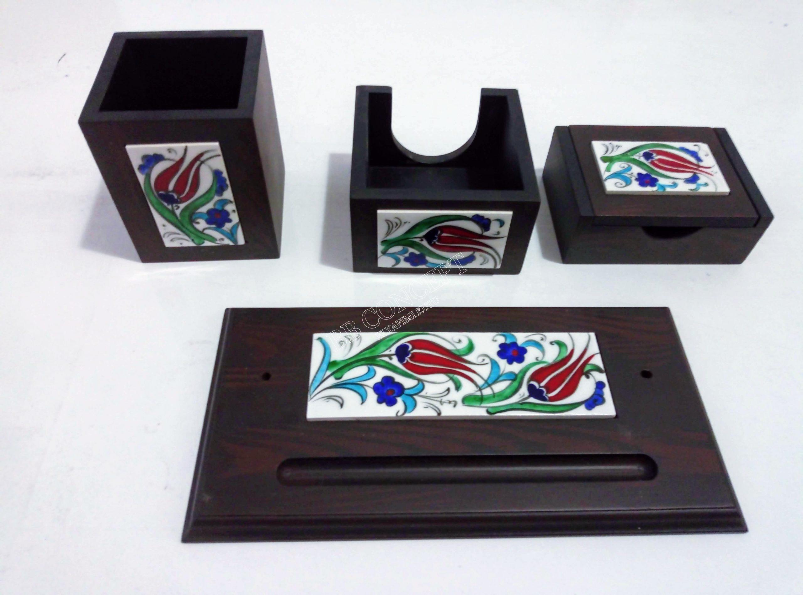 Ahşap ve Çinili Masa Üstü Seti