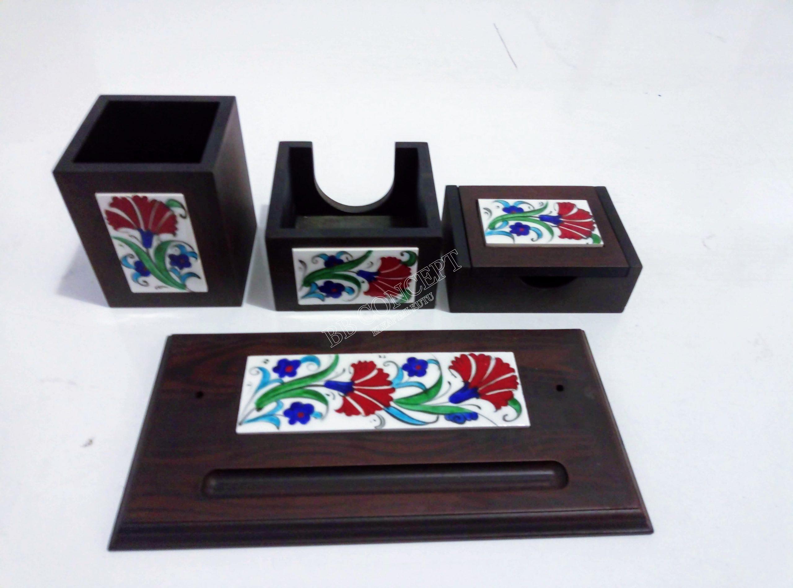 Ahşap ve Çinili Masa Üstü Seti