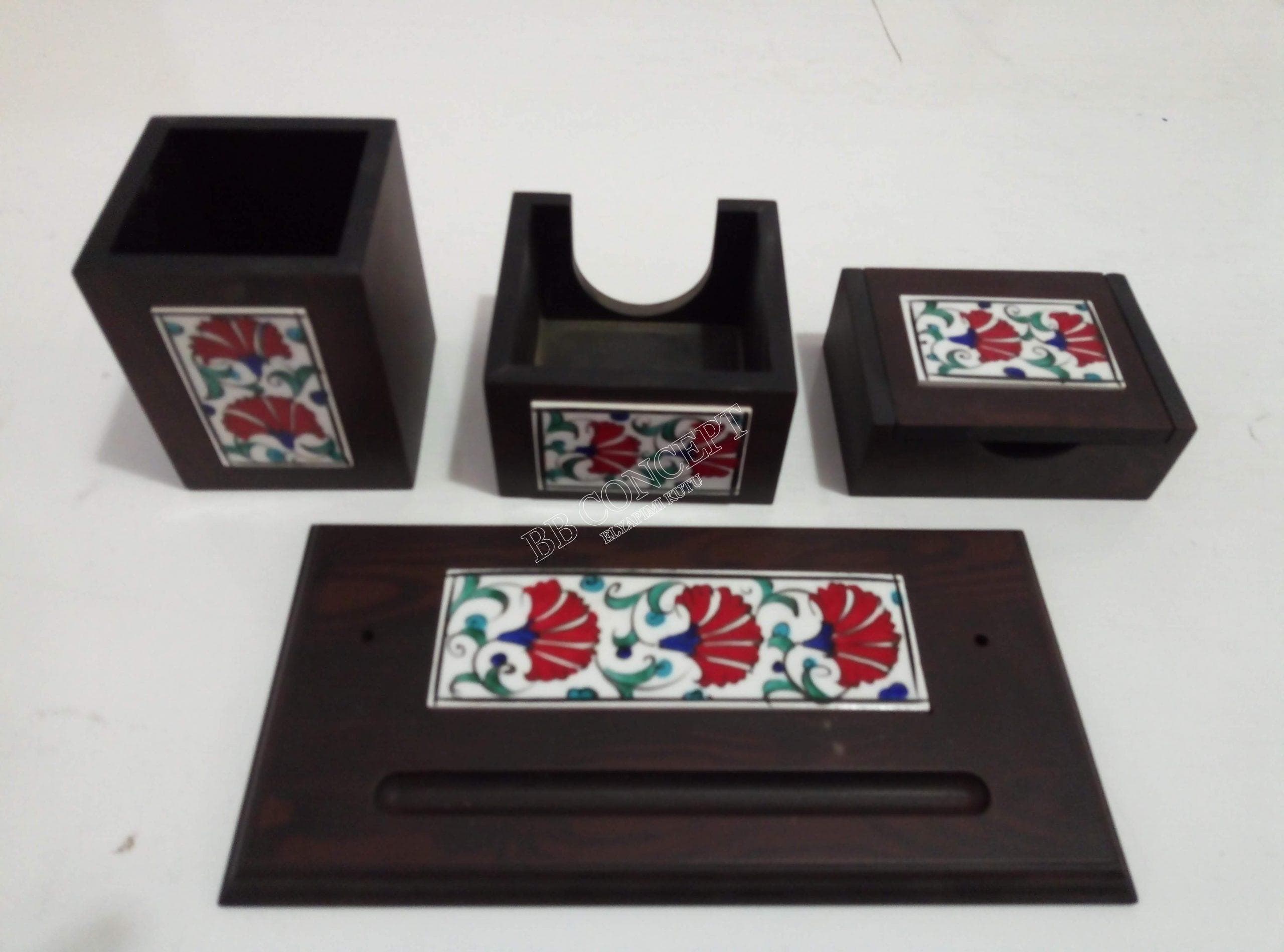 Ahşap ve Çinili Masa Üstü Seti