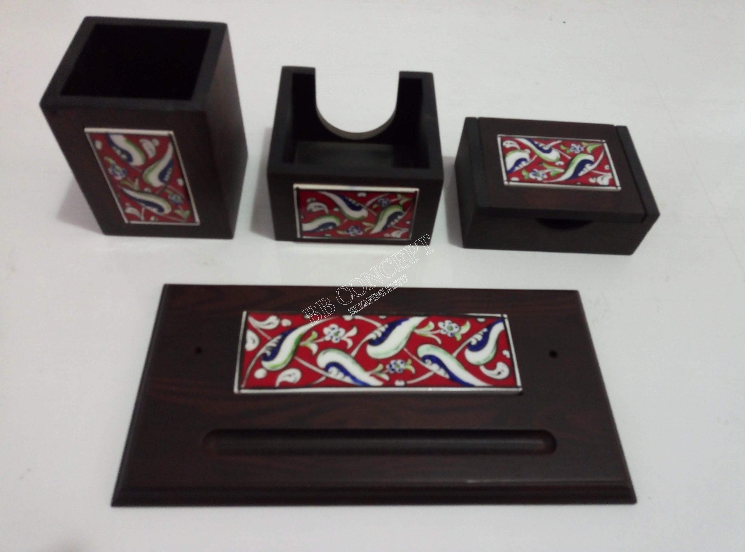 Ahşap ve Çinili Masa Üstü Seti