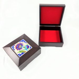 Çinili Ahşap Hediye Kutusu Ceviz Eskitme 4