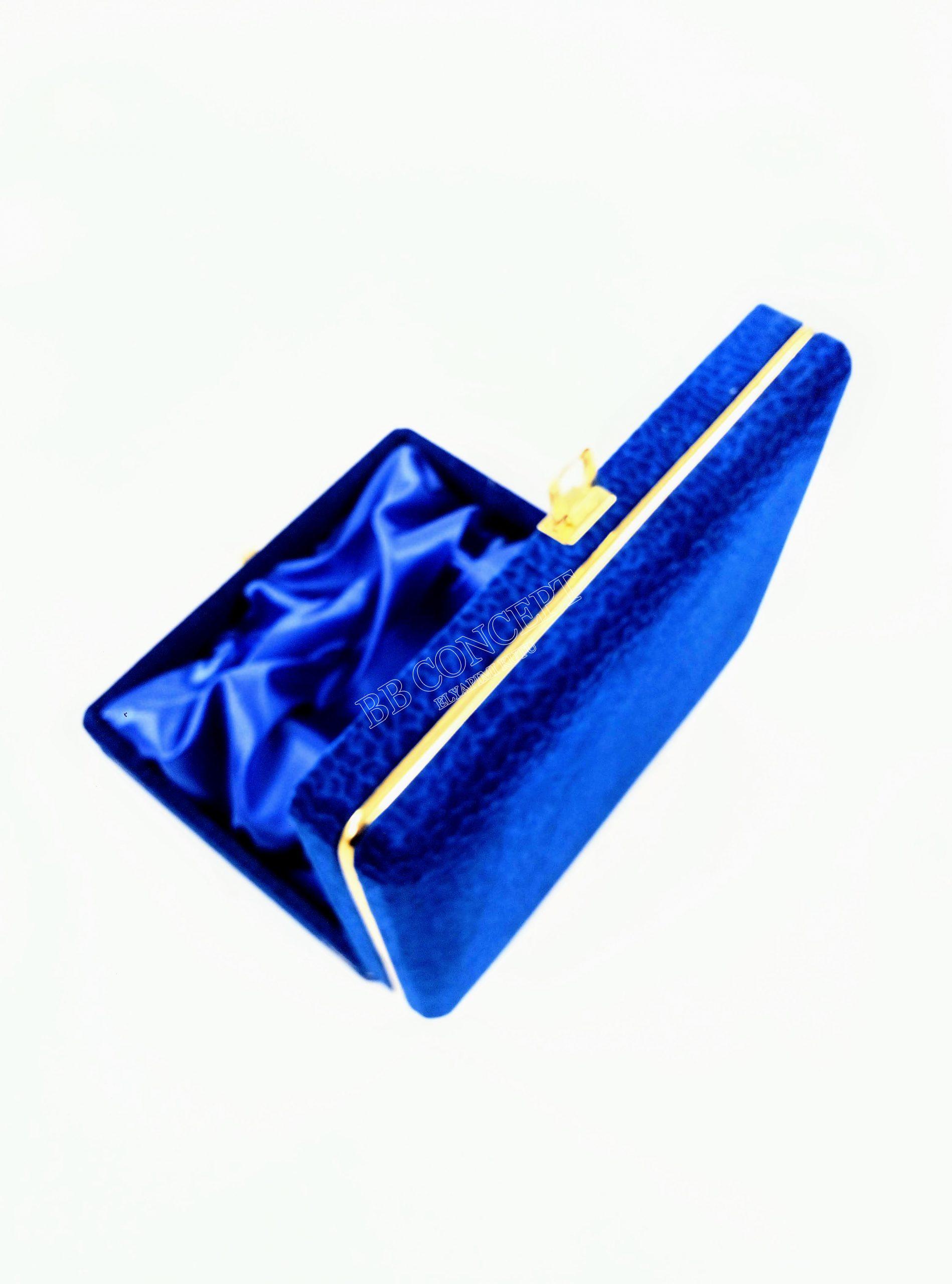 Altılı Kahve Fincanı Kutusu Lüks Desenli Kadife Metal Şeritli - Görsel 6