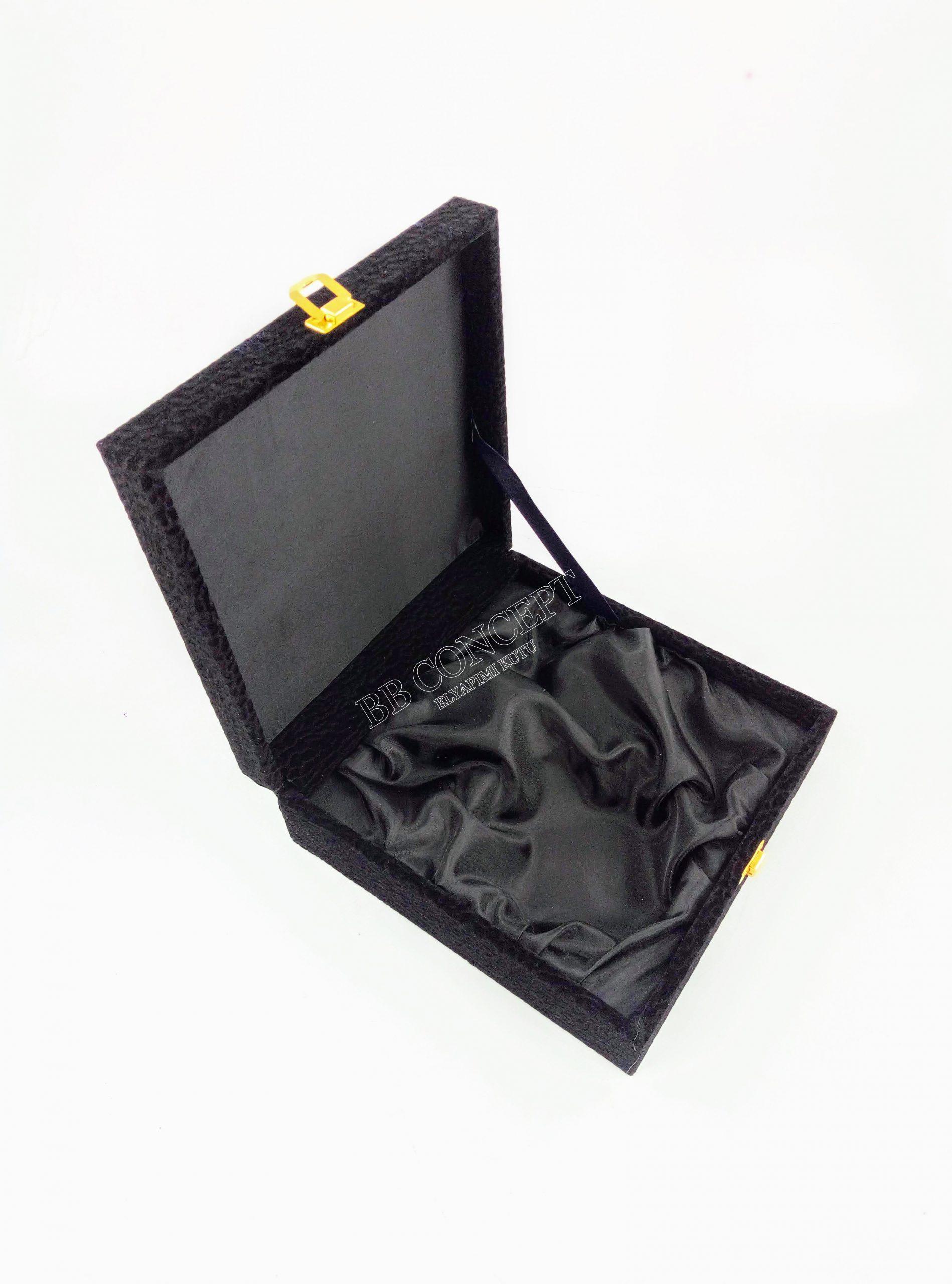 İkili Cezveli Kahve Fincanı Kutusu Desenli Kadife Ve Ahşap - Görsel 9