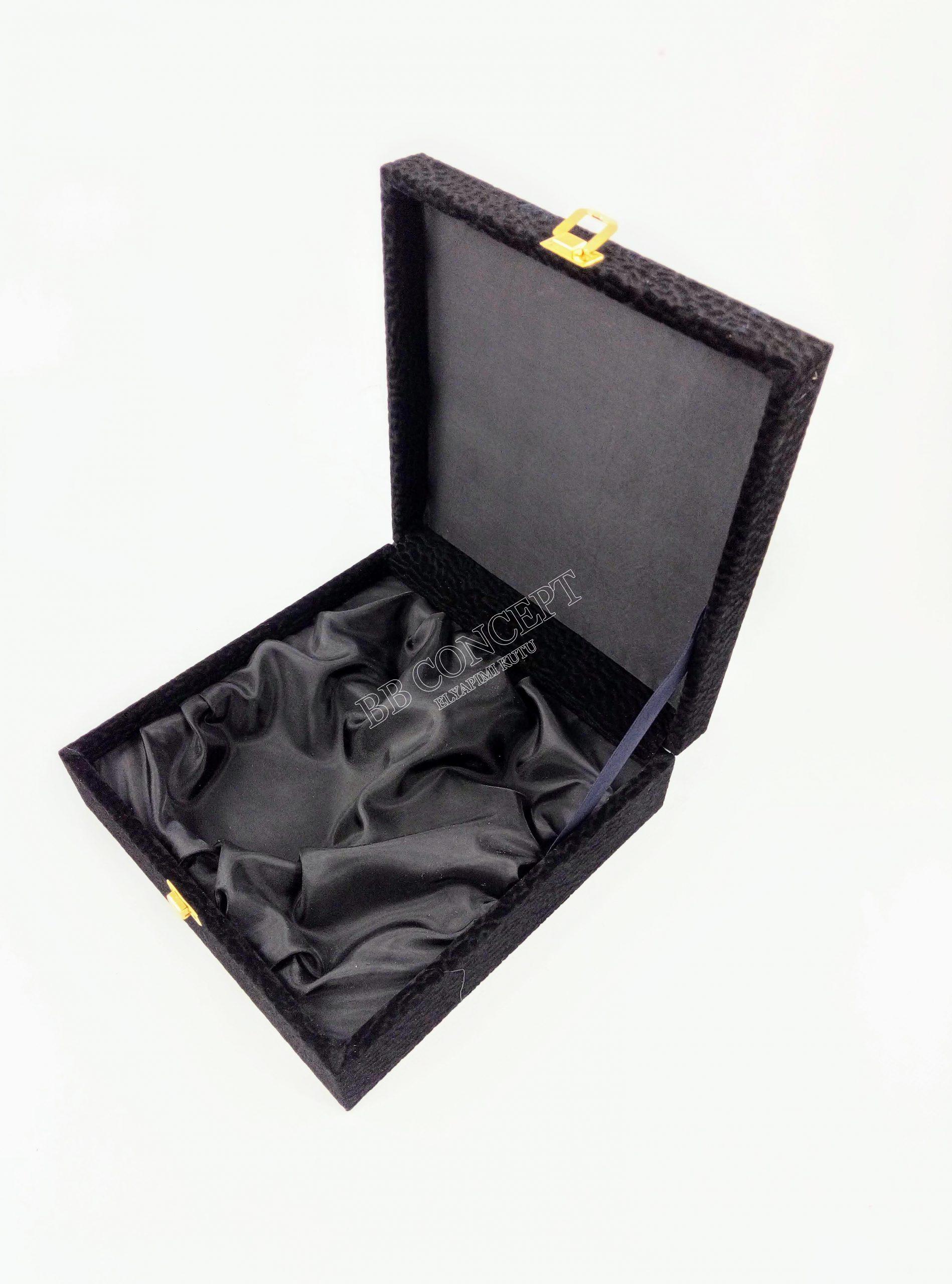 İkili Cezveli Kahve Fincanı Kutusu Desenli Kadife Ve Ahşap - Görsel 8