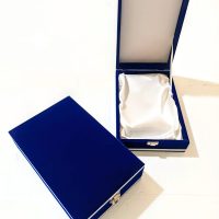 Kristal Plaket Kutusu Kadife Saks Mavisi