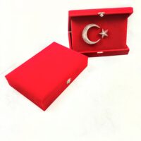 Flografi Türk Bayrağı 15,5x22 Kadife Kutulu Kırmızı