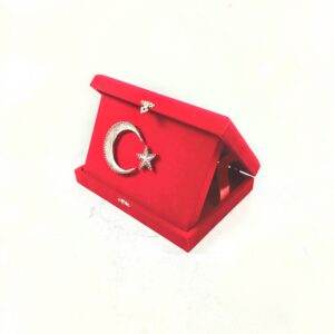 filografi bayrak kırmızı kadife kutulu