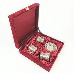 ikili cezveli zamak fincan seti desenli kadife kutulu