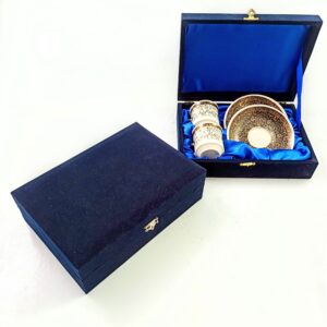 ikili kahve fincan seti altın yaldızlı kadife kutulu