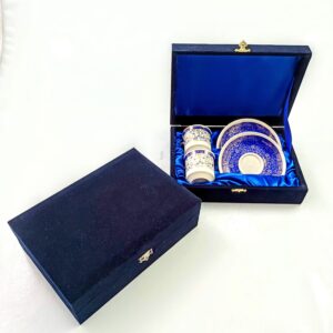 ikili kahve fincan seti altın yaldızlı kadife kutulu