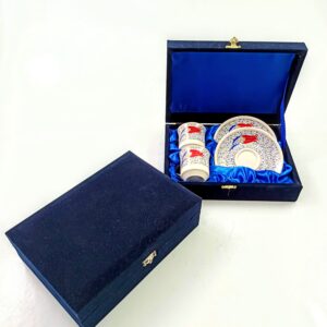 ikili kahve fincan seti altın yaldızlı kadife kutulu