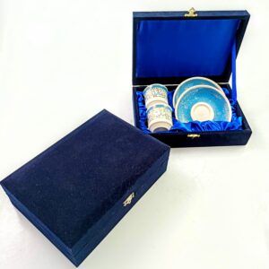 ikili kahve fincan seti altın yaldızlı kadife kutulu