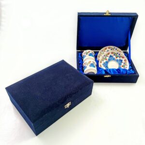 ikili kahve fincan seti altın yaldızlı kadife kutulu