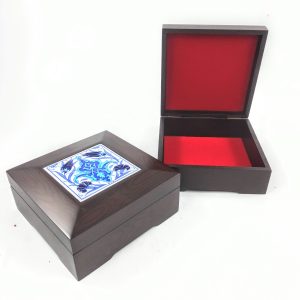 Çinili Ahşap Hediye Kutusu Ceviz Eskitme 3