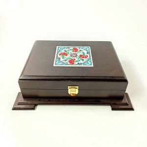 Çini Karolu Ahşap Hediye Kutusu Ceviz Eskitme