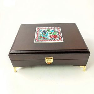 Çini Karolu Ahşap Hediye Kutusu Ceviz Eskitme 2