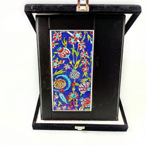 Ahşap Plaket 10x20 Çini Karolu Kadife Kutulu 40