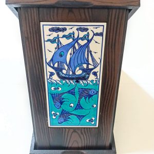 Ahşap Plaket 10x20 Çini Karolu Ahşap Kutulu 10