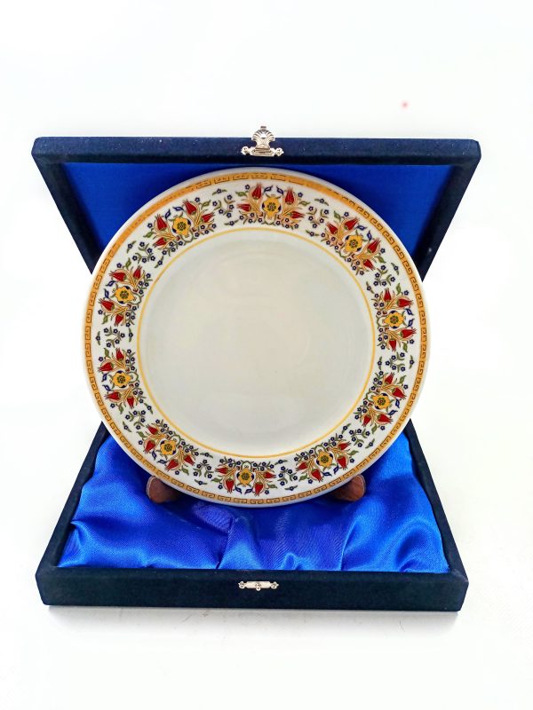 Plaket Tabak Porselen 25 cm Kadife Kutulu 18