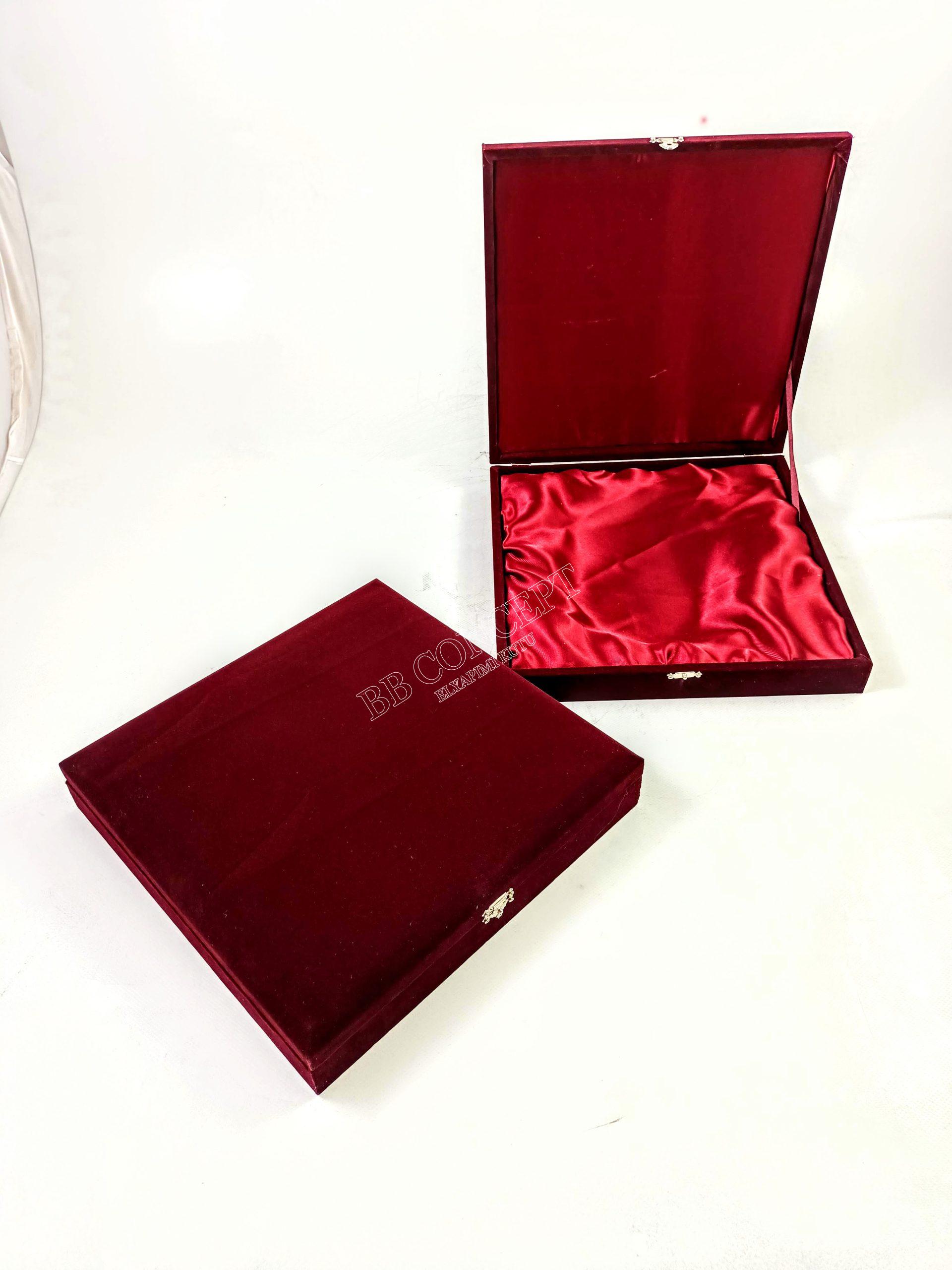 30cm Tabak Kutusu Kadife Bordo